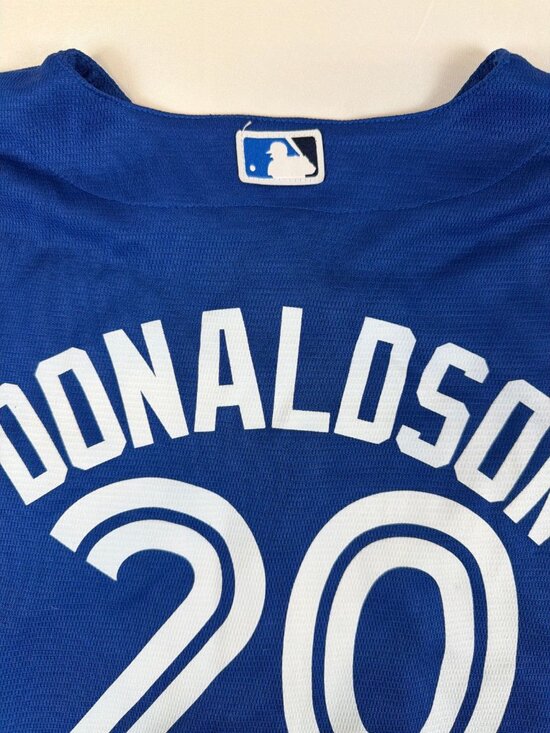 Majestic Youth Large (14/16) Josh Donaldson Toronto Blue Jays Jersey Blue Retro - Picture 6 of 9